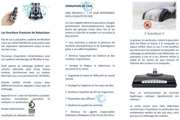 Brochures — Roboclean: Nettoyage à eau et purification d'air